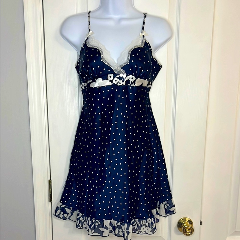 Apt. 9 Navy and White Polka Dot Chemise